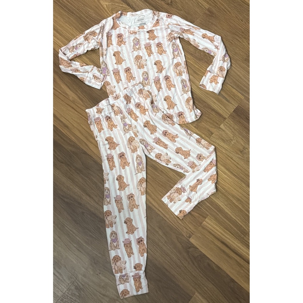 Jammers Toddler Girls 5-5T Puppy Dog Bamboo 2pc Pajamas Set Pants Top Pink
